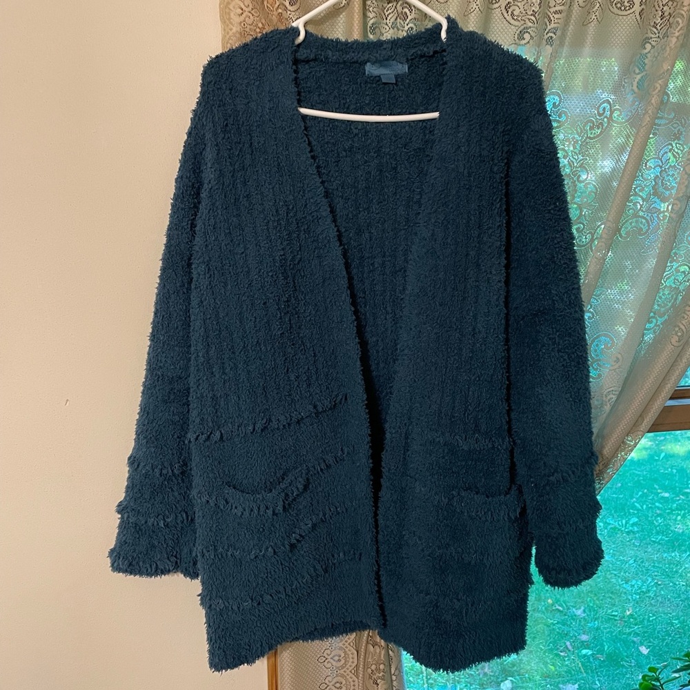 Sz L CozyChic Open Cardigan with Pockets